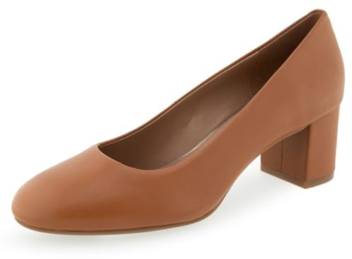 Aerosoles Women's EBEL Block Heel Pump, TAN Leather, 6.5M