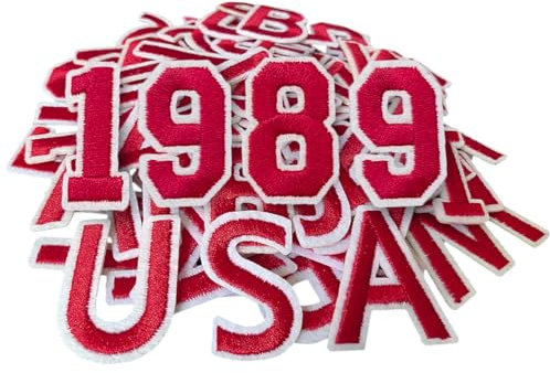 CXWLJL 72Pcs 1.5 Inch Iron on Letter Patches, Numbers 0-9, Letters A-Z Embroidered Applique Patches for Clothes, Skirts, Hats, Socks and Other Apparel DIY Accessories - Red