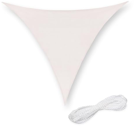 Relaxdays Toldo Vela Triangular, Tejido HDPE, Resistente a los Rayos UV, Cuerdas Tensoras, Blanco, 2 x 2 x 2 m