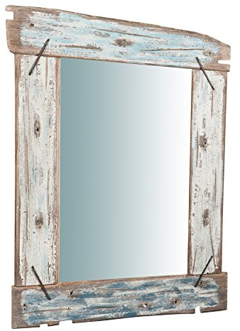 Biscottini Wandspiegel mit Rahmen aus recyceltem Holz L67XPR4XH86 cm - Vertikaler und horizontaler Badezimmerspiegel für eine rustikale Einrichtung - Wandspiegel