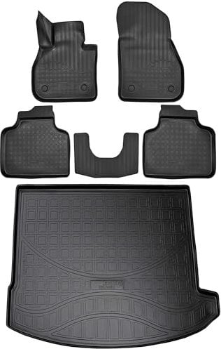 RECAMBO Gummimatten & Kofferraumwanne Set passend für Mini Countryman F60 | BJ ab 2017> - 100% passgenaue Auto Fußmatten und Kofferraummatte aus hochwertigen rutschfesten TPE - Schwarz