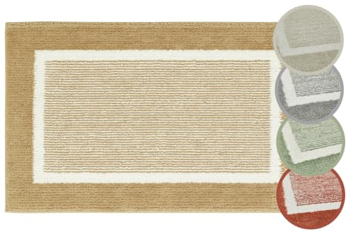 andiamo Badematte rutschfest Maui - Badezimmerteppich weich und flauschig - Duschvorleger für Badezimmer Badteppich rutschfest waschbar Set 40 x 60 cm + 60 x 100 cm Taupe
