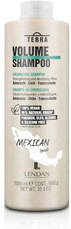LENDAN Terra Volume Shampoo für feines Haar, 1000 ml, Maximiert das Haarvolumen, ohne zu beschweren, weiche Mähne, gründliche und ausgleichende Reinigung, stärkt und verdichtet, vegan