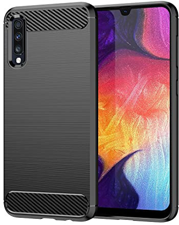 owlhold Hülle für Samsung Galaxy A50 / A30S, Karbonfaser Design Handyhülle Dünne Weiche TPU Silikon Material Schutzhülle stoßfeste Case Kratzfeste Cover für Samsung Galaxy A50 / A30S, Schwarz