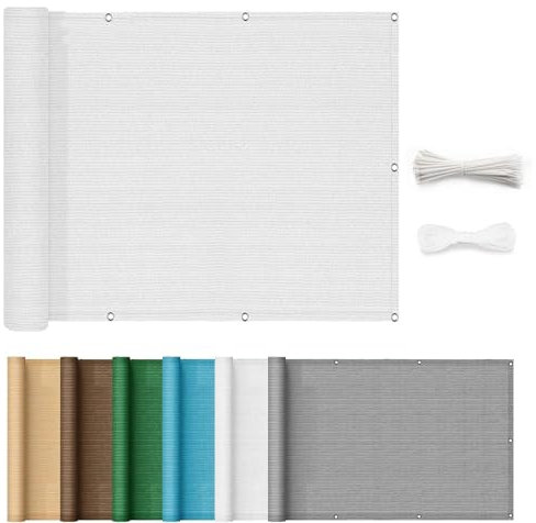 Brise-Vue pour Balcon 50 x 600 cm Protection UV Résistant Déchirures Les Écran D'Intimité avec Attaches de Câble pour Jardin Extérieur, Blanc