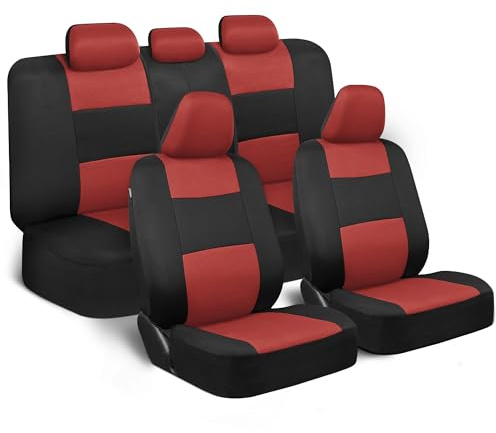 BDK PolyPro Autositzbezüge Komplettset in Terrakotta auf Schwarz, vorne und hinten Geteilte Sitzbezüge für Autos, Autositzbezug-Set, Autozubehör für Auto, LKW, Van, SUV -