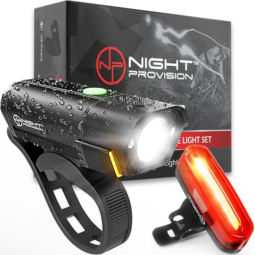 BX-Series USB-C Bike Light Set - Front and Back - 12Hr Max Long Lasting Rechargeable Headlight, Bicycle LED for Night Riding, w/14hr Max Rear Taillight (Black)