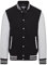 Infinity Leather Letterman Baseball Varsity Bomberjacke Aus Schwarzem, Wollgrauem Leder