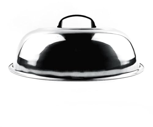 Multifunctional Stainless Steel Round Wok Lid with Handle, Teppanyaki Lid for Home Frying, Steaming, Outdoor Grilling (36cm)