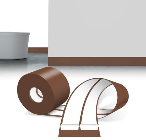LIHIQIYA Rodapiés Flexible Autoadhesivo, 6M Rodapie PVC Adhesivo, Zocalos Autoadhesivos, Embellecedor Encimera Cocina, Rodapié Plegable Cinta para Cocina Baño, Zocalo de Cocina, Marrón, 30x30mm