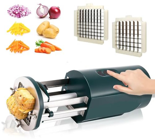 Coupe-frites électrique, coupe-pommes de terre automatique avec lame de 1/2 et 3/8 po, trancheuse de pommes de terre commerciale et domestique, coupe-légumes, for pommes de terre, carottes et pommes