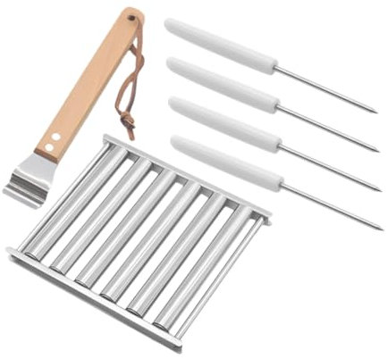 Grillständer 1 Satz aus Edelstahl mit Holzgriff für Outdoor