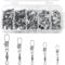 YUFETY 50 Pcs Fishing Swivels Sea Fishing Swivels and Clips Safety Snap Swivels Fishing Tackle Rolling Swivels for Quick Change Swivels Fishing Hooks to Line Connectors(2# 4# 6# 8# 10#)