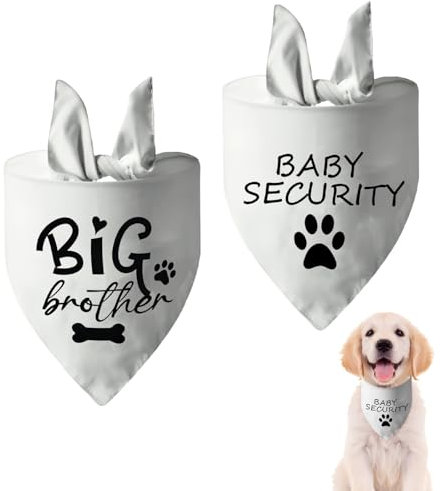 Bekecidi 2 Stück Hundehalstuch, Dreieckstuch, Bandana, Schwangerschaftsankündigung, Bandana für Hunde, großes Haustier-Schal mit großem Bruder, Baby-Sicherheit, bedrucktes Haustierkostüm für Hunde