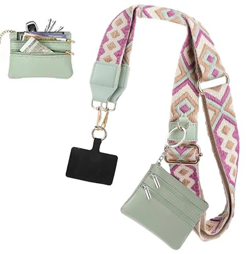 Handykette mit Tasche - Multifunktionale Design-Universal-Handykette Universal mit Geldbörse Handy Umhängeband Handyketten Verstellbares Handy Umhängeband Chain Handygurt mit Reißverschlusstasche