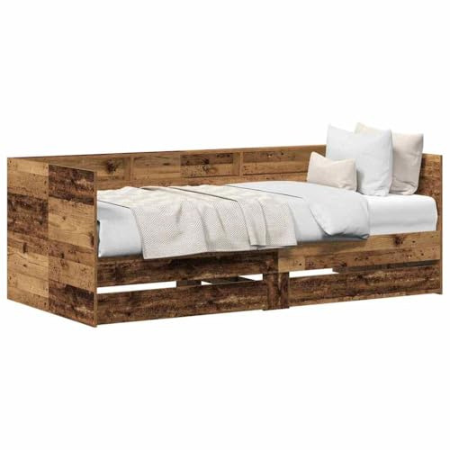 vidaXL Tagesbett mit Schubladen Altholz 100 x 200 cm Holzwerkstoff | Robustes Massivholz sorgt dafür, dass dieses Teil lange hält, Mit zwei großen Schubladen,