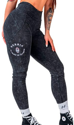 NEBBIA Washed High Waisted Gym Warrior 776 Leggings S Black