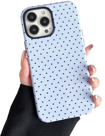 Sayoaho Compatible with iPhone 11 Pro Max Case, Fashion Cute Polka Dot Pattern Aesthetic Design for Women, Soft TPU and Hard Back Shockproof Phone Case for iPhone 11 Pro Max 6.5 inch, Blue
