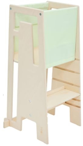 Tuki Entdeckertuch - Rausfallschutz für Tuki Lernturm | Original Schweizer Design, 100% Baumwolle, Ab 9 Monaten, Bis 60 Grad waschbar, Sage