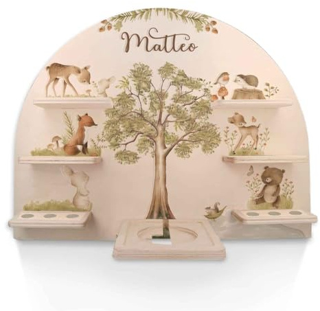 GRAVURZEILE Toniebox Regal - Waldtiere - Personalisiert mit Name - Kinderzimmer Wandregal zur Aufbewahrung von Toniebox 1 & 24 Tonie Figuren - Magnetische Oberfläche - Geeignet für Jungen & Mädchen