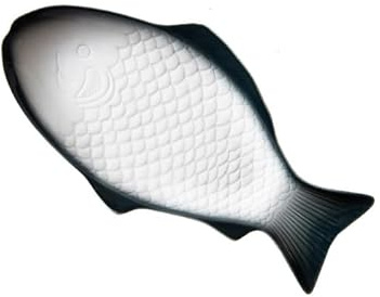 ULTECHNOVO Servierplatte Fisch 28cm, Fischplatte Porzellan für Ganzen Fisch wie Forelle, Fischteller Porzellan Groß für Abendessen, Servierteller Keramik Oval für Beilagen & Snack