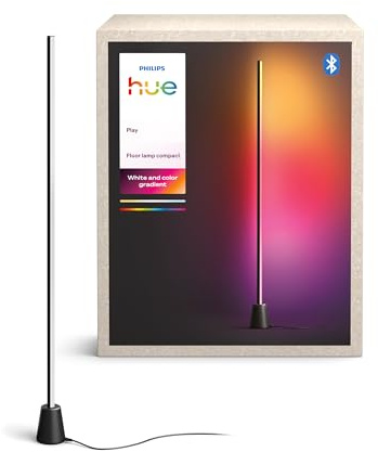 Philips Hue Play Floor Lamp, 122cm, Black | White Ambience, RGBWWIC Smart LED, Multicolour Gradient, Bluetooth App Control, TV Sync Requires Hue Bridge & Sync Box