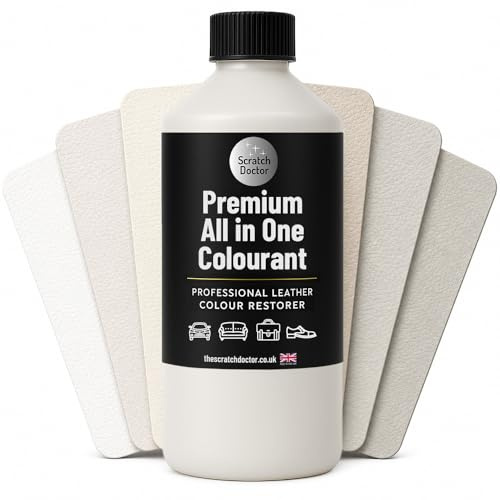 Tintura per pelle bianca | Ripara la vernice per divani, mobili, sedili auto, borse, scarpe, colorante autosigillante per pelle tutto in uno (bianco opale, 100 ml)
