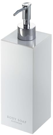YAMAZAKI Home Body Soap Dispenser for Shower, Gel Pump Bottle | ABS Plastic, Stainless Steel Resin, White, One Size