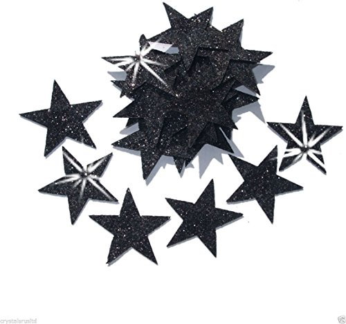 CrystalsRus 48 Black 25mm Self Adhesive Glitter Star Sticker card making craft Diy christmas