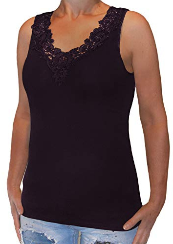 Toker Collection Hübsches Damen Unterhemd mit extra breiter Spitze in versch. Farben