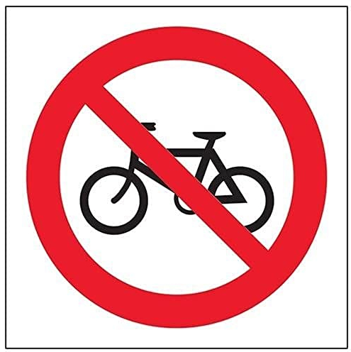 vsafety 51014 af-r Prohibition Logo Sign, en plastique rigide, pas de cyclisme, Carré, 100 mm x 100 mm, noir, rouge