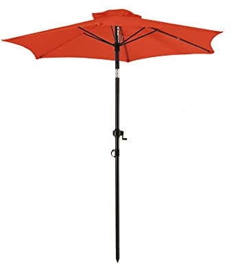 Ondis24 Strandschirm 1,8 Meter Sonnenschutz Sonnenschirm 180 cm rund mit Kurbel, Knick-Gelenk, UV 50, 32mm Standrohr (Ziegelrot/Terracotta)