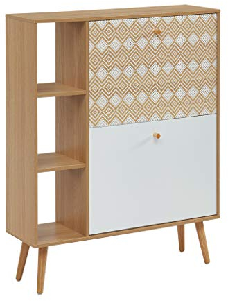 BAÏTA Leika - Zapatero Blanco y Roble, 80 x 23,5 x 97,5 cm