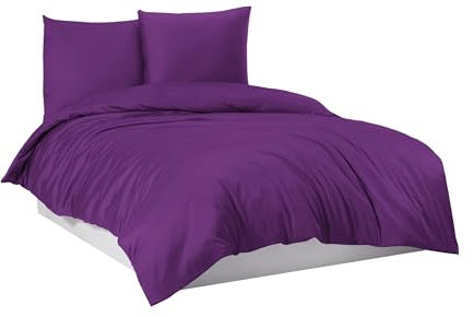 Mixibaby Bettwäsche Bettgarnitur Bettbezug 100% Baumwolle 135x200 155x220 200x220 200x200, Farbe:Violett, Größe:200 x 220 cm