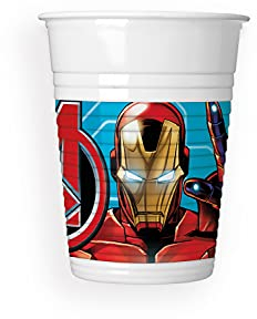 Procos 93553 - Tazza da festa Mighty Avengers, 8 pezzi, capacità 200 ml, in plastica, stoviglie per feste, compleanni, feste a tema