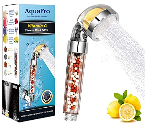 Pommeau de douche filtre à la vitamine C - Pomme de douche filtrante - Filtre à eau de douche avec effet spa adoucit l'eau dure sur la tête de douche filtre le fluorure
