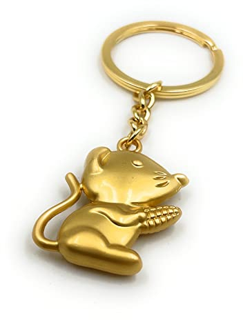 H-Customs Maus Ratte mit Futter Mais golden edel Schlüsselanhänger Anhänger