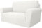 Ystyle Sofa überzug 2 Sitzer Mit Armlehne, Stretch Sofabezug rutschfest, Modern Sofa Cover Für Hunde Haustiere, Atmungsaktiv Couch überzug Mit Elastic Bottom, Weiß