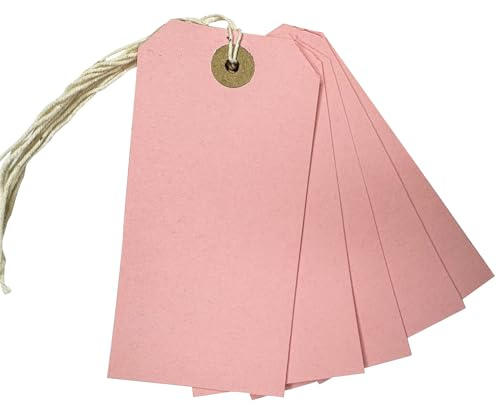 Box of 1000 Light Pink Strung Tags 120mm x 60mm