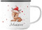 Emaille Tasse Becher personalisiert | Weihnachten | Baby Reh | Wichtelgeschenk mit Namen bedruckt | Nikolausgeschenk | Weihnachtszeit (Baby Rentier - Emaille Rand Schwarz)