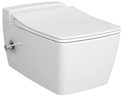 Metropole Wand-WC mit Bidetfunktion und integrierter Thermostat-Armatur, mit Waschmitteltank, ohne Spülrand inkl. Armatur und Metropole WC-Sitz mit Absenkautomatik Slim