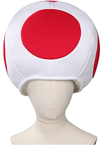 Oakamy Toad Hut Rot 1Pc Mehrfarbig Cosplay Toad Pilzhut Kappe Multicolored Fliegenpilz Hut Creative Lovely Mushroom Shaped Hat Head Decor Karneval Weihnachtsfest