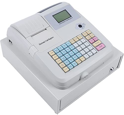 Oiyekntd Keys Electronic Cod Region, intelligente Registrierkasse mit thermischem Drucker, 8 Digitale LED -kommerzielle Registrierkasse für Kleinunternehmen/Einzelhandel/Restaurant,White