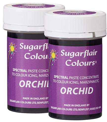 Sugarflair Spectral Orchid Food Colouring Paste, Highly Concentrated for Use with Sugar Pastes, Buttercream, Royal Icing or Cake Mix, Vibrant Colour Dye - 25g (Pack of 2)