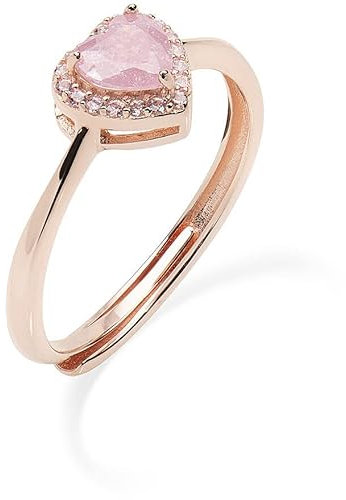 Amen Damenring aus der Kollektion Icy Diamonds – Ring aus 925er Silber und Creek Stone Pink – Ring aus roséfarbenem Silber – Ringgröße 10/14 – Durchmesser des Anhängers: 6 mm. Referenz: RCRHRRO2,