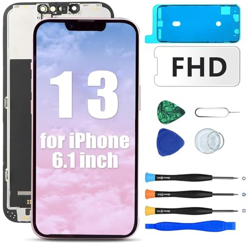 MP+ for iPhone 13 Screen Replacement with Repair Tools Kit,3D Touch Full HD LCD Display Touch Digitizer Assembly,Support Face ID and True Tone Programmable(A2482 A2631 A2633 A2634 A2635)