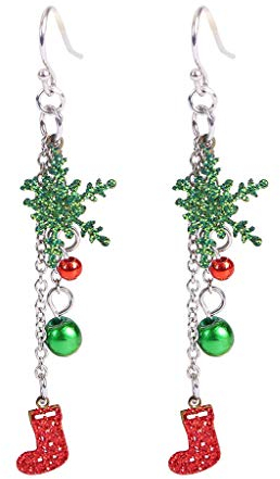 Ohrringe Weihnachts für Damen Mädchen, Weihnachten Ohrstecker, Weihnachten Ohrringe Hängend Set, Weihnachts- Tropfen Baumeln Ohrringe,Weihnachtsschmuck, Weihnachtsbaum Theme Geschenk (B, One Size)