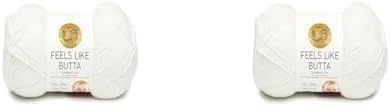 Lion Brand Yarn Company 215-100 Feels Like Butta Yarn, White, One Skein (Packaging May Vary) (Pack of 2)