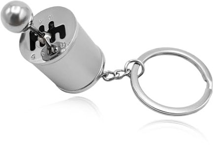 Ohleats Car Shifter Gear Schlüsselanhänger, 6-Gang-Shifter-Form, Schlüsselanhänger, kreativer Schalthebelstab-Schlüsselanhänger, Autozubehör (Silber)