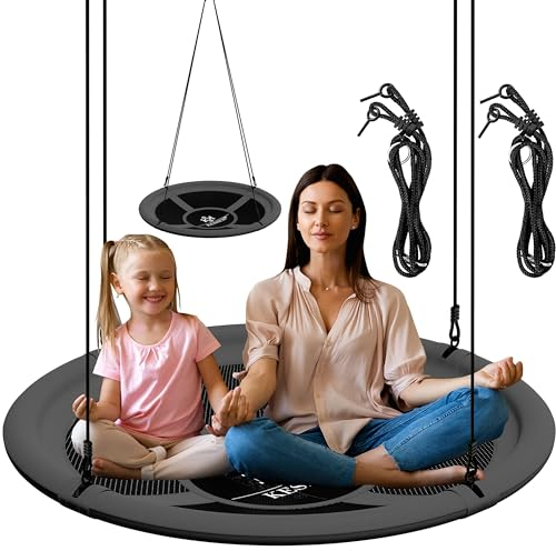 KESSER® Balançoire nid d'oiseau Balançoire Disque Balançoire Suspendue Balançoire nid d’Oiseau Balançoire réglable Balançoire de Jardin Balançoire pour Enfants Balançoire Anthracite, 100 cm